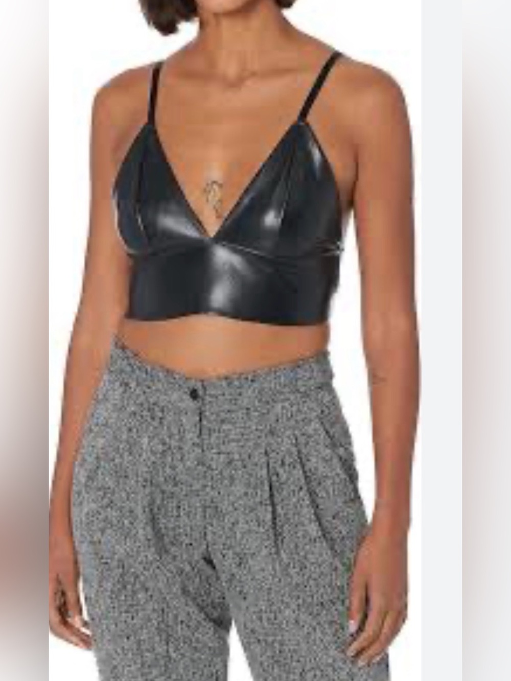 NWT Steve Madden Black Melika Faux Leather Bralette Size Large
